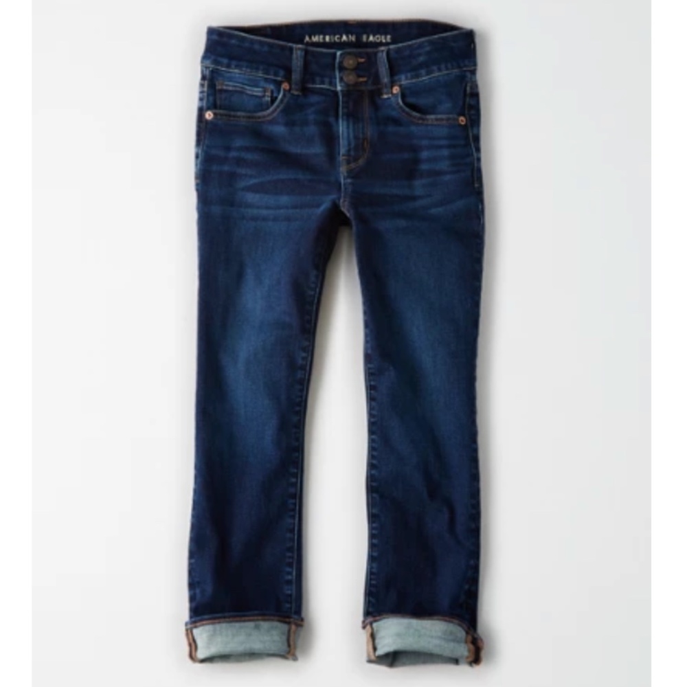 American Eagle AE Next Level Artist Crop Jean Size 6 Super Indigo